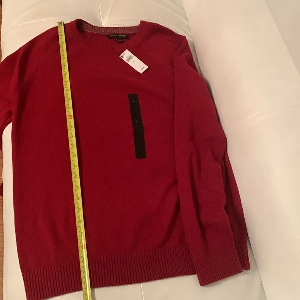 NWT Banana Republic Crew Neck Raglan Long Sleeve Burgundy Men’s Sweater Size L